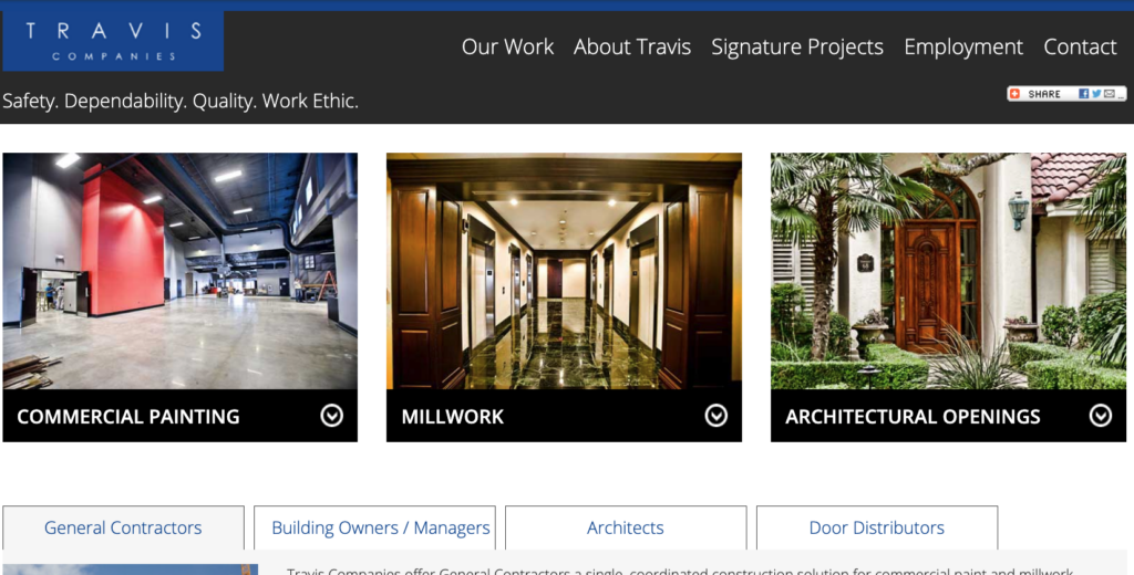 Travis Millwork Website Before Bilt Marketing Redesign