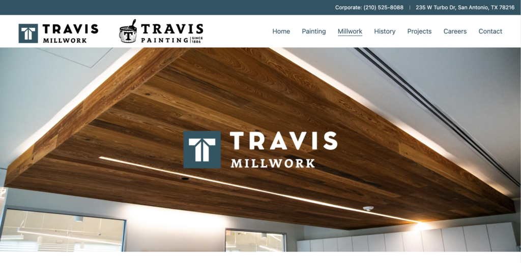 Travis Millwork Website After Bilt Marketing Redesign